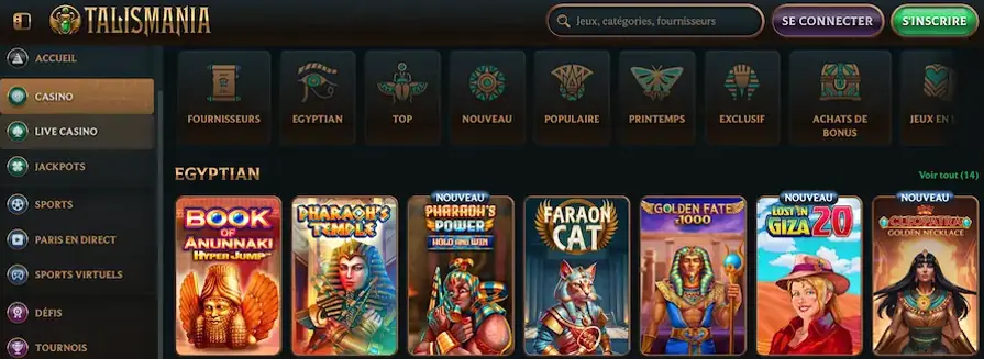 Vue d’ensemble des espaces de jeu et services proposés par Talismania