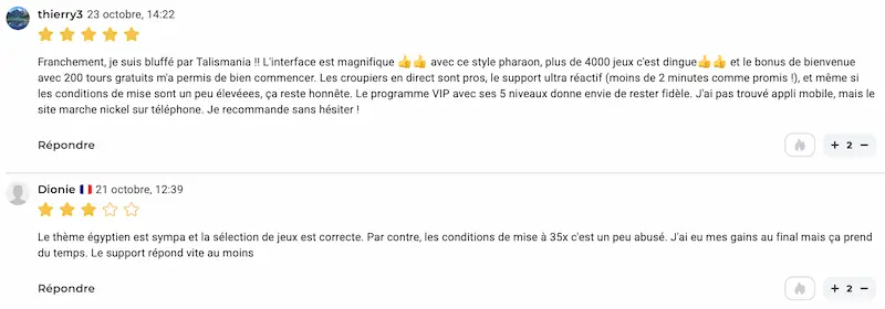 Avis Talismania sur Tribuna
