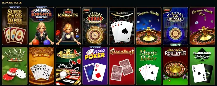 Sélection de roulette, blackjack et baccarat parmi les tables Talismania