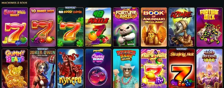 Critères permettant de comparer plusieurs machines à sous du catalogue Talismania