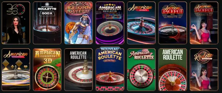 Exemples de paris et de variantes disponibles sur une table de roulette